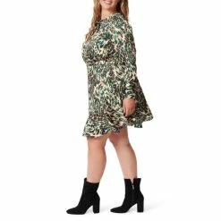 Wholesale 🧨 Jessica Simpson Plus Size Davina Cheetah Print Tie Neck Long Sleeve Flounce Hem 👗 Dress Cheetah Ferns- Powder Puff ✔️ -Jessica Simpson shop unnamed file 1012