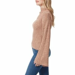 Outlet 🌟 Jessica Simpson Tacoma Mock Neck Cut Out Long Bell Sleeve Spacedye Sweater Mocha Mousse 🤩 -Jessica Simpson shop unnamed file 1015