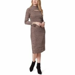 New 🧨 Jessica Simpson Tacoma Mock Neck Cut Out Long Sleeve Spacedye Midi 👗 Dress Stargazer ⭐