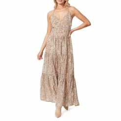 Coupon ❤️ Jessica Simpson Colleen Halter Tie Open Back Smocked Maxi 👗 Dress Shadow Snake 🥰