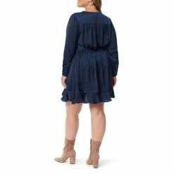 Wholesale 🔔 Jessica Simpson Plus Size Shiloh V-Neck Long Sleeve Tie Waist Button Front 👗 Dress Bloom Field-golden 🎁 -Jessica Simpson shop unnamed file 1049