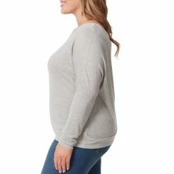 Best deal ⌛ Jessica Simpson Plus Size Giana Long Sleeve Asymmetric Bateau Neck Hacci Top Alloy ⭐ -Jessica Simpson shop unnamed file 1053
