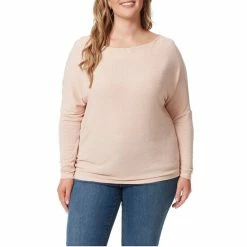 Best deal ⌛ Jessica Simpson Plus Size Giana Long Sleeve Asymmetric Bateau Neck Hacci Top Alloy ⭐ -Jessica Simpson shop unnamed file 1054