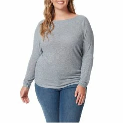 Best deal ⌛ Jessica Simpson Plus Size Giana Long Sleeve Asymmetric Bateau Neck Hacci Top Alloy ⭐ -Jessica Simpson shop unnamed file 1057