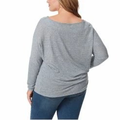Best deal ⌛ Jessica Simpson Plus Size Giana Long Sleeve Asymmetric Bateau Neck Hacci Top Alloy ⭐ -Jessica Simpson shop unnamed file 1058
