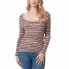 Wholesale ✨ Jessica Simpson Neve Square Neck Long Sleeve Stripe Rib Top Mocha Mousse Multi 💯 -Jessica Simpson shop unnamed file 1121