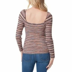 Wholesale ✨ Jessica Simpson Neve Square Neck Long Sleeve Stripe Rib Top Mocha Mousse Multi 💯 -Jessica Simpson shop unnamed file 1122