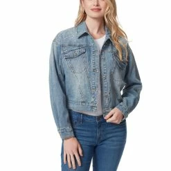 Flash Sale 💯 Jessica Simpson Austin Rhinestone Button Front Denim Jacket Into The Blues 👏