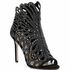 Cheap ✔️ Jessica Simpson Jayley Rhinestone Caged 👗 Dress 🩴 Sandals Black 🎉