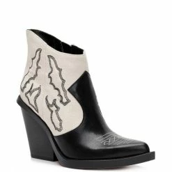 New 😉 Jessica Simpson Lesia Color Block Embroidered Western Booties Black/natural 🛒