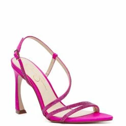 Coupon 🔔 Jessica Simpson Pyine2 Rhinestone Slingback Strappy 👗 Dress 🩴 Sandals Brightest Pink 🤩