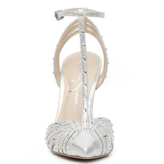 Budget 😀 Jessica Simpson Wisata2 Metallic Studded T-Strap 👗 Dress Pumps Silver 🎁 7 Budget 😀 Jessica Simpson Wisata2 Metallic Studded T-Strap 👗 Dress Pumps Silver 🎁 - Image 5