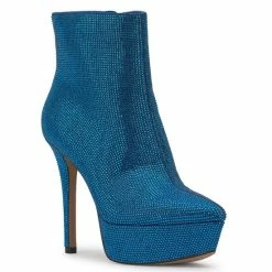 Buy 🥰 Jessica Simpson Odeda2 Rhinestone Embellishment Platform Booties Pewter 🛒