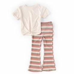 New 🔔 Jessica Simpson Little 👧 Girls 4-6X Flare Legging Set Stone 🧨
