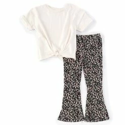 New 🔔 Jessica Simpson Little 👧 Girls 4-6X Flare Legging Set Stone 🧨 -Jessica Simpson shop unnamed file 1266