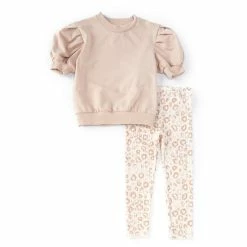 Hot Sale 💯 Jessica Simpson 👧 Girls 4-8 Puff Sleeved Sweater Set Beige ✨