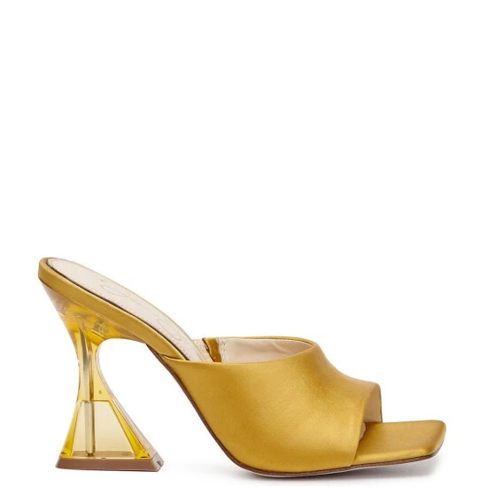 New ✔️ Jessica Simpson Sanaa Satin Square Toe Flared Heel 👗 Dress 🩴 Sandals Satin Brass 😀 4 New ✔️ Jessica Simpson Sanaa Satin Square Toe Flared Heel 👗 Dress 🩴 Sandals Satin Brass 😀 - Image 2