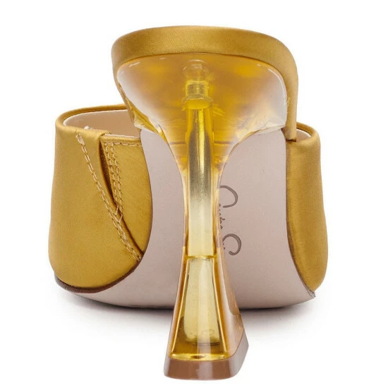 New ✔️ Jessica Simpson Sanaa Satin Square Toe Flared Heel 👗 Dress 🩴 Sandals Satin Brass 😀 5 New ✔️ Jessica Simpson Sanaa Satin Square Toe Flared Heel 👗 Dress 🩴 Sandals Satin Brass 😀 - Image 3