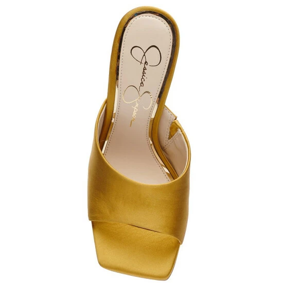 New ✔️ Jessica Simpson Sanaa Satin Square Toe Flared Heel 👗 Dress 🩴 Sandals Satin Brass 😀 8 New ✔️ Jessica Simpson Sanaa Satin Square Toe Flared Heel 👗 Dress 🩴 Sandals Satin Brass 😀 - Image 6