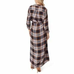 Best Sale 🛒 Jessica Simpson Laurel Plaid Round Collar Long-Sleeve Belted Duster Festive Plaid Black Iris 🔥 -Jessica Simpson shop unnamed file 1415