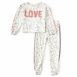 Hot Sale ๐ Jessica Simpson Big ๐ง Girls 7-16 Sweatshirt & Jogger Two-Piece Matching Set Charcoal Heather Dot โญ