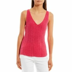 Best deal ⭐ Jessica Simpson Edith V-Neck Sweater Knit Tank Top Blue Grass 🎉 -Jessica Simpson shop unnamed file 1454