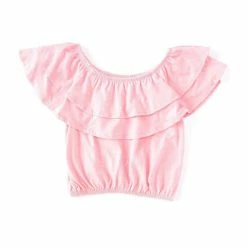 Budget 🌟 Jessica Simpson Big 👧 Girls 7-16 Sleeveless Ruffle Crop Top Pink ✨