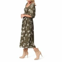 Deals 🛒 Jessica Simpson Simona Floral Printed 3/4-Sleeve 👗 Dress Floral Fawn 🥰 -Jessica Simpson shop unnamed file 1506