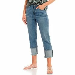 Best Pirce 🧨 Jessica Simpson High Rise Throwback Frayed Detail Crop Straight 👖 Jeans Whirlpool 😀