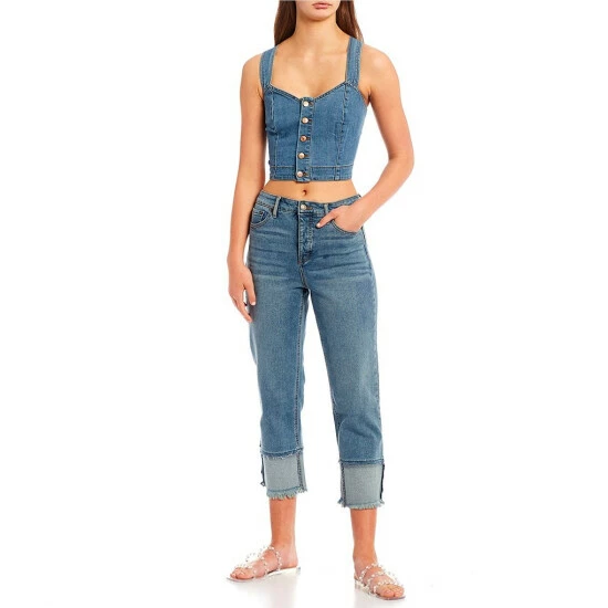 Best Pirce ๐งจ Jessica Simpson High Rise Throwback Frayed Detail Crop Straight ๐ Jeans Whirlpool ๐ 6 Best Pirce ๐งจ Jessica Simpson High Rise Throwback Frayed Detail Crop Straight ๐ Jeans Whirlpool ๐ - Image 4