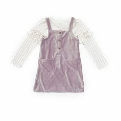 Best Sale ❤️ Jessica Simpson Little 👧 Girls 2T-4T Sweatshirt Coverall Set Moon Dust 🔥