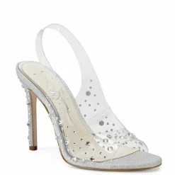 Cheap 😉 Jessica Simpson Jaisey Clear Rhinestone Embellished Slingback 👗 Dress 🩴 Sandals Clear/silver 🔥