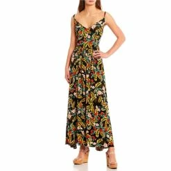 Top 10 🎉 Jessica Simpson Clia Island Wildflower Tie Back Maxi 👗 Dress Island Wildflower Black 🌟