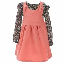 Promo 👏 Jessica Simpson Little 👧 Girls 2T-4T Floral Coverall Set Mauve 🌟