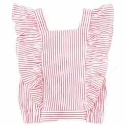 Coupon 💯 Jessica Simpson Big 👧 Girls 7-16 Sleeveless Striped Pinafore Ruffle Knit Crop Top Fuchsia Stripe 💯
