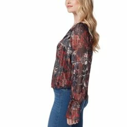 Flash Sale 🥰 Jessica Simpson Aurora V-Neck Cuff Tie Long Sleeve Floral Pullover Top Drafted Florets 👏 -Jessica Simpson shop unnamed file 1600