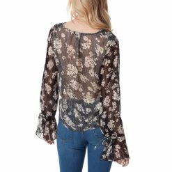 Flash Sale 🥰 Jessica Simpson Aurora V-Neck Cuff Tie Long Sleeve Floral Pullover Top Drafted Florets 👏 -Jessica Simpson shop unnamed file 1602