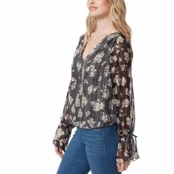 Flash Sale 🥰 Jessica Simpson Aurora V-Neck Cuff Tie Long Sleeve Floral Pullover Top Drafted Florets 👏 -Jessica Simpson shop unnamed file 1603