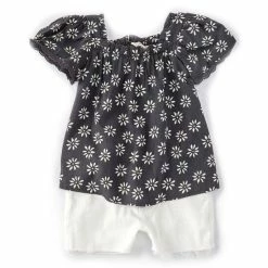 Top 10 🔥 Jessica Simpson Toddler 👧 Girls 2T-4T Flutter Sleeve Floral Linen Top & Stretch Denim Frayed Hem Short 2-Piece Set Black Daisy 🛒
