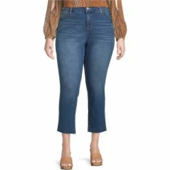 Deals 😍 Jessica Simpson Plus Size Spotlight Straight Leg High Rise Distressed Detail Crop 👖 Jeans On The Run 🔔