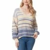 Cheap 🔥 Jessica Simpson Elmira V-Neck Long Balloon Sleeve Stripe Sweater Infinity Stripe 🌟