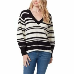 Cheap 🔥 Jessica Simpson Elmira V-Neck Long Balloon Sleeve Stripe Sweater Infinity Stripe 🌟 -Jessica Simpson shop unnamed file 1627