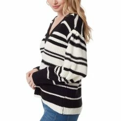 Cheap 🔥 Jessica Simpson Elmira V-Neck Long Balloon Sleeve Stripe Sweater Infinity Stripe 🌟 -Jessica Simpson shop unnamed file 1629