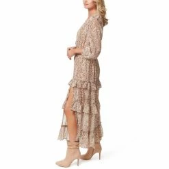 Coupon 👍 Jessica Simpson Kelley Snake Printed V-Neck 3/4 Sleeve Ruffle Tiered Maxi 👗 Dress Shadow Snake 👍 -Jessica Simpson shop unnamed file 1648