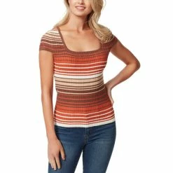 Best Pirce 😀 Jessica Simpson Fiona Short Sleeve Square Neck Striped Top Rosebud Stripe ❤️ -Jessica Simpson shop unnamed file 1654