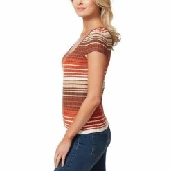 Best Pirce 😀 Jessica Simpson Fiona Short Sleeve Square Neck Striped Top Rosebud Stripe ❤️ -Jessica Simpson shop unnamed file 1656