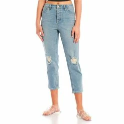 Flash Sale ✔️ Jessica Simpson High Rise Throwback Distressed Knee Cropped Straight 👖 Jeans Feel The Love 💯