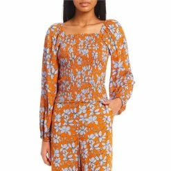 Flash Sale 🧨 Jessica Simpson Coordinating Daniela Floral Long Sleeve Smocked Top Mini Amazon ⭐ -Jessica Simpson shop unnamed file 1715