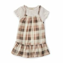 Deals 👍 Jessica Simpson Baby 👧 Girls 12-24 Months Sleeveless Plaid Shift 👗 Dress & Solid Short-Sleeve Tee Set 🎁