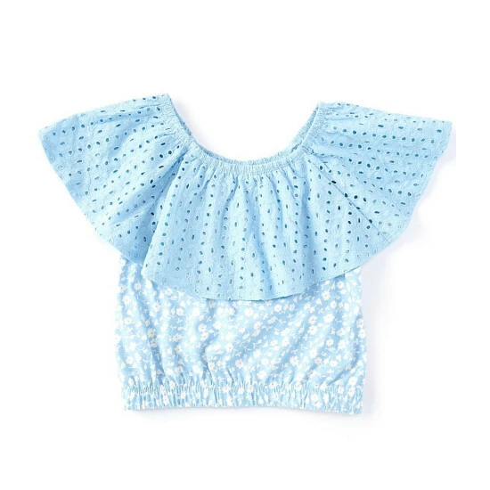 Best deal 👍 Jessica Simpson Big 👧 Girls 7-16 Sleeveless Eyelet Ruffle Crop Top Sea Salt 🎉 3 Best deal 👍 Jessica Simpson Big 👧 Girls 7-16 Sleeveless Eyelet Ruffle Crop Top Sea Salt 🎉